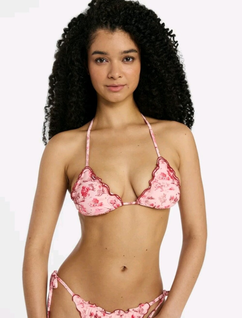 No Boundaries Pink & Red Toile Triangle Bralette